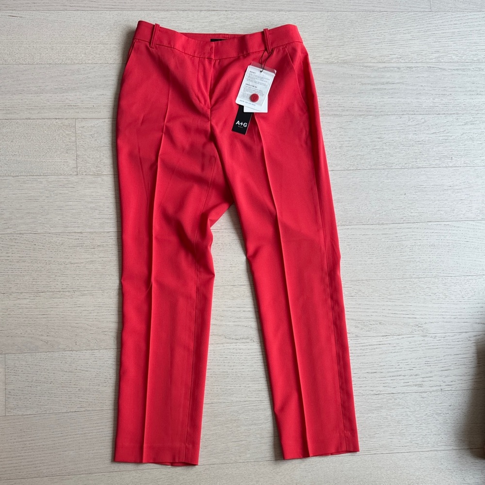 Red Dress Pants with Straight-Leg Cut and Tailored Fit